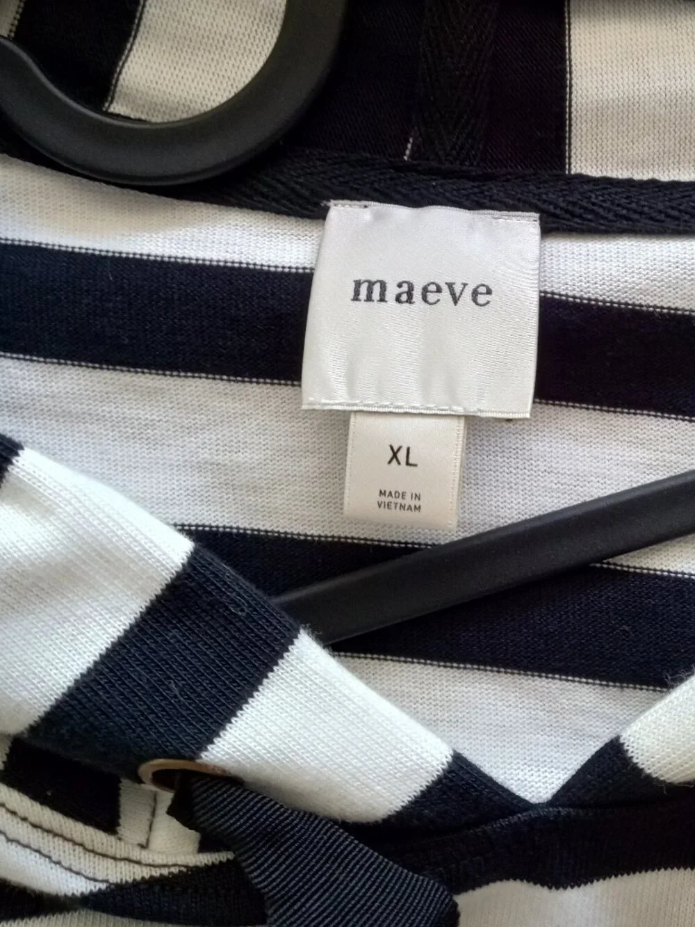 Anthropologie Maeve Women's Boxy Striped Short Sleeve Hoodie White Black Size XL - Picture 3 of 6